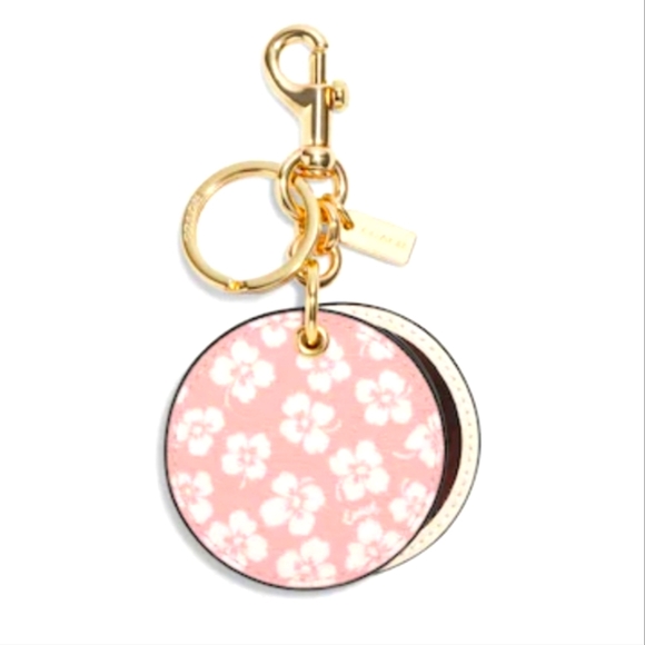 NWOT: COACH 🌸FLORAL🌸 MIRROR BAG CHARM KEY CHAIN - Picture 1 of 3